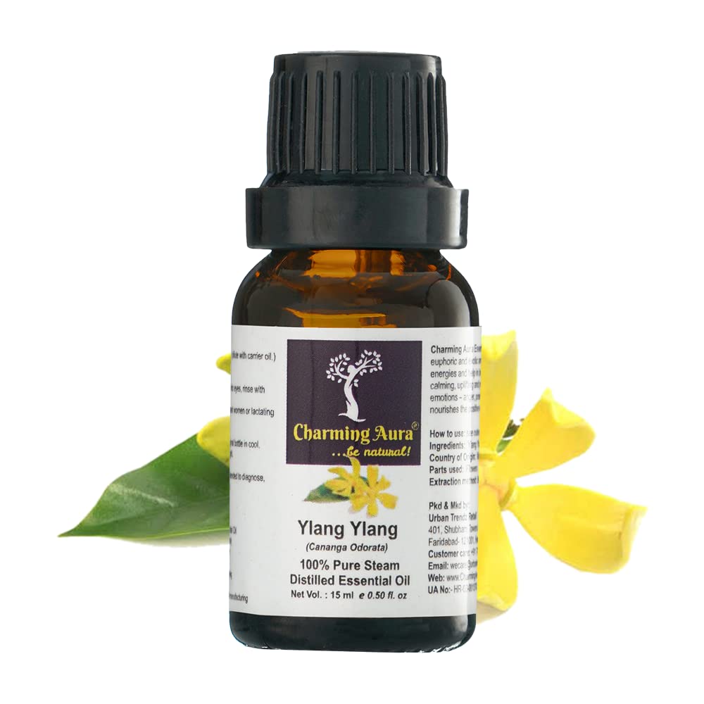 Ylang Ylang Essential Oil 100% Pure & Natural - Therapeutic Grade for Skin Care, Hair Growth, Immunity Boost, Face & Body - Aromatherapy Diffuser, Massage, Relaxation (15ml)