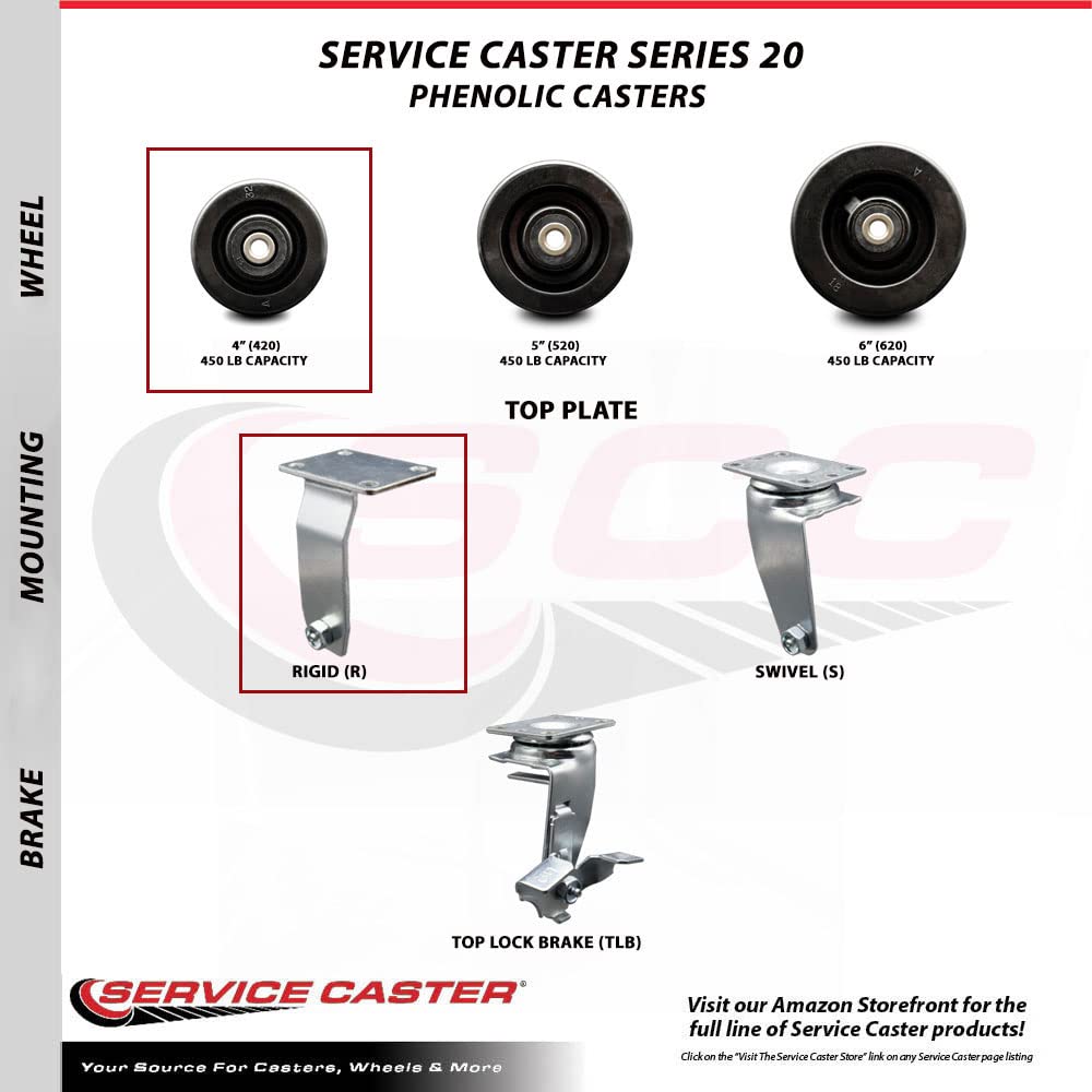 Heavy Duty Swivel & Rigid Plate Caster Set - 4