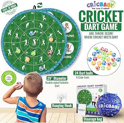 Cricbaby Cricket Dart Game Set - Professional Steel Tip Darts for Indoor & Outdoor Sports, Fun Party Games for Adults & Kids - Perfect for Backyard, Pub, and Family Gatherings