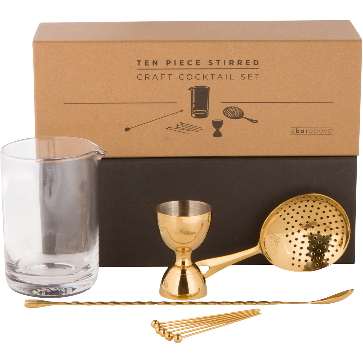 Premium 10-Piece Gold Cocktail Mixing Set - Bar Tools for Professional & Home Bartenders - Perfect for Crafting Martinis, Mojitos & Classic Cocktails at Parties