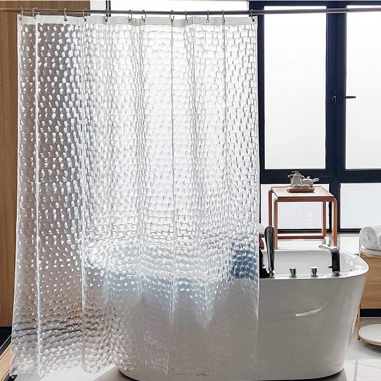 PEVA Waterproof Shower Curtain Liner - 72x72 Inches Translucent Bathroom Shower Curtain - Thickened & Mold Resistant - Perfect for Bathroom, Dorm, Apartment & Hotel Use