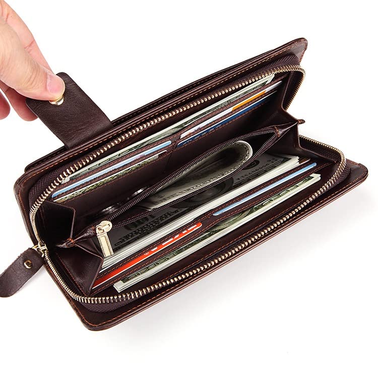 Premium Genuine Leather Men's Wallet Clutch - Slim RFID Blocking Card Holder & Money Organizer for Business & Travel | Perfect Gift for Dad, Husband, Boyfriend