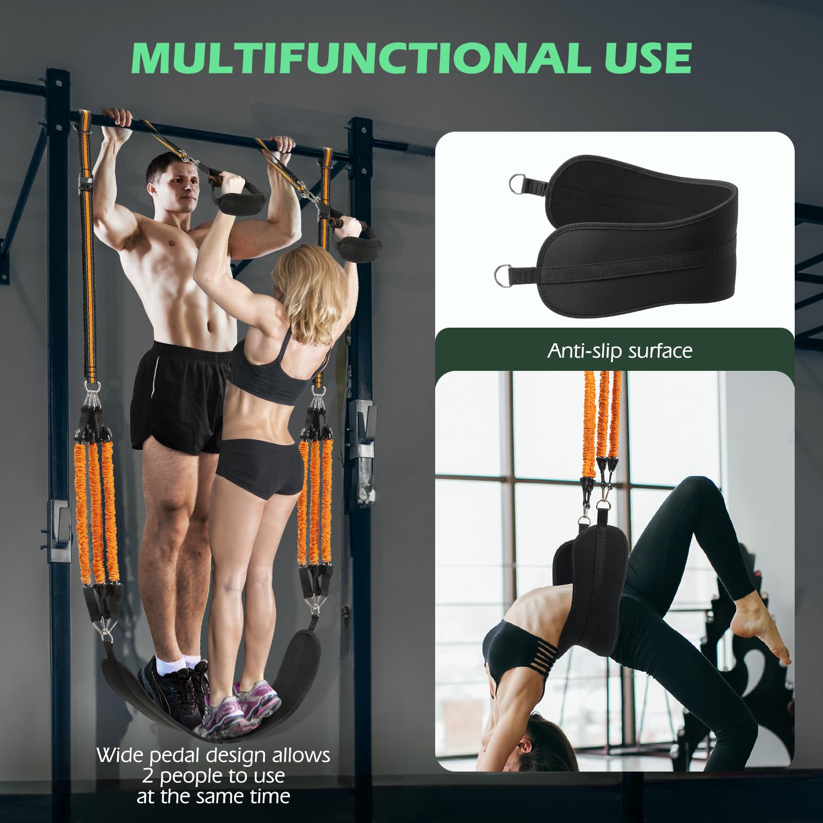 ALongSong Heavy Duty Pull Up Resistance Bands with Foot Pads - Adjustable Exercise Bands for Chin Ups, Strength Training & Home Gym Workouts (Ideal for Beginners, CrossFit & Bodyweight Training)