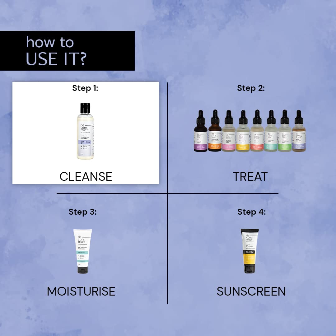 Deconstruct Salicylic Acid Oil Control Face Wash - 0.5% Salicylic Acid & 1% Niacinamide for Oily, Acne-Prone Skin | Gentle Acne Treatment & Oil Balancing Cleanser (100ml) | Perfect for Daily Skincare Routine & Breakout Prevention