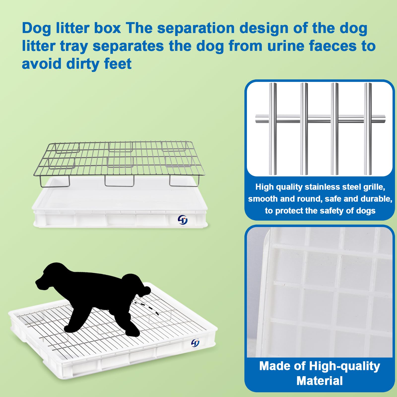 Washable Dog Litter Box for Medium & Large Dogs - Indoor/Outdoor Potty Tray with Separate Urine & Feces Design | Easy Clean Pee Pad for Puppy Training & Housebreaking | Perfect for Apartments, Travel & Senior Dogs
