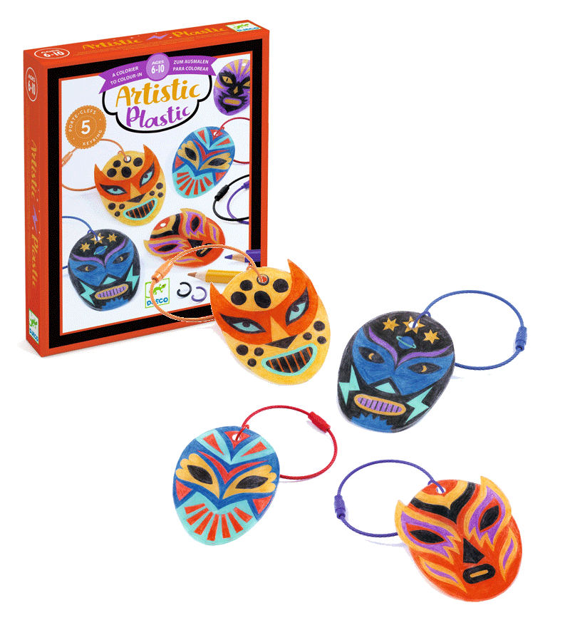 Djeco Artistic Plastic Wrestlers Keychain Set - Fun Collectible Wrestling Keyrings for Kids & Fans - Perfect for Backpacks, Gifts & Sports Enthusiasts