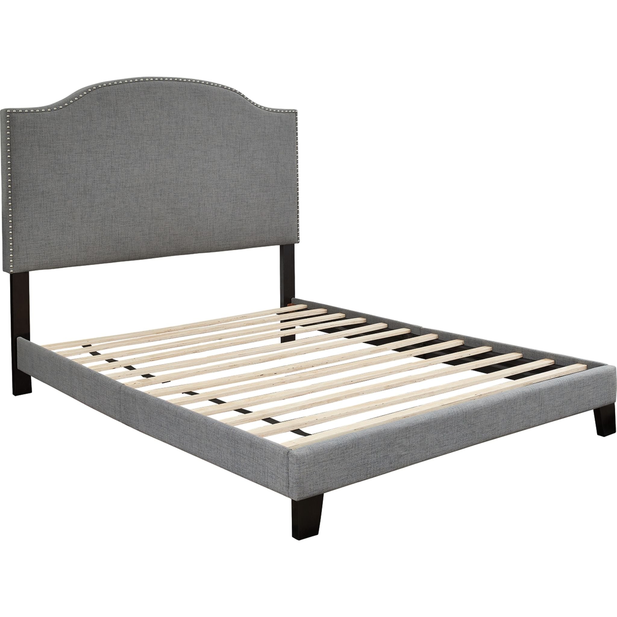 Adelloni Queen Size Bed Frame - Modern Platform Bed with Upholstered Headboard, Sturdy Wooden Slats & Easy Assembly - Perfect for Bedroom, Guest Room & Apartment