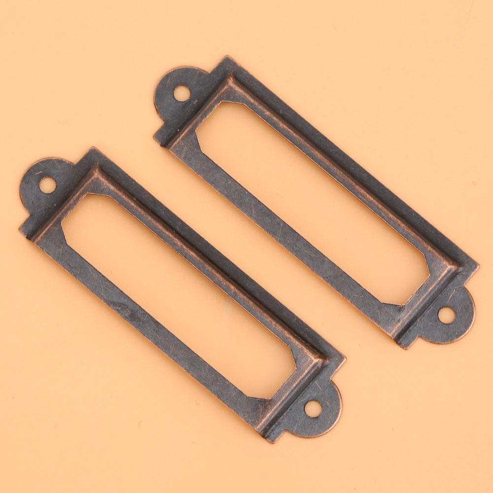 20 Pcs Metal Label Holders for Office, Library, File Drawer & Cabinet - Red Bronze Card Tag Label Frames (Perfect for Organizing Documents, Books & Storage)