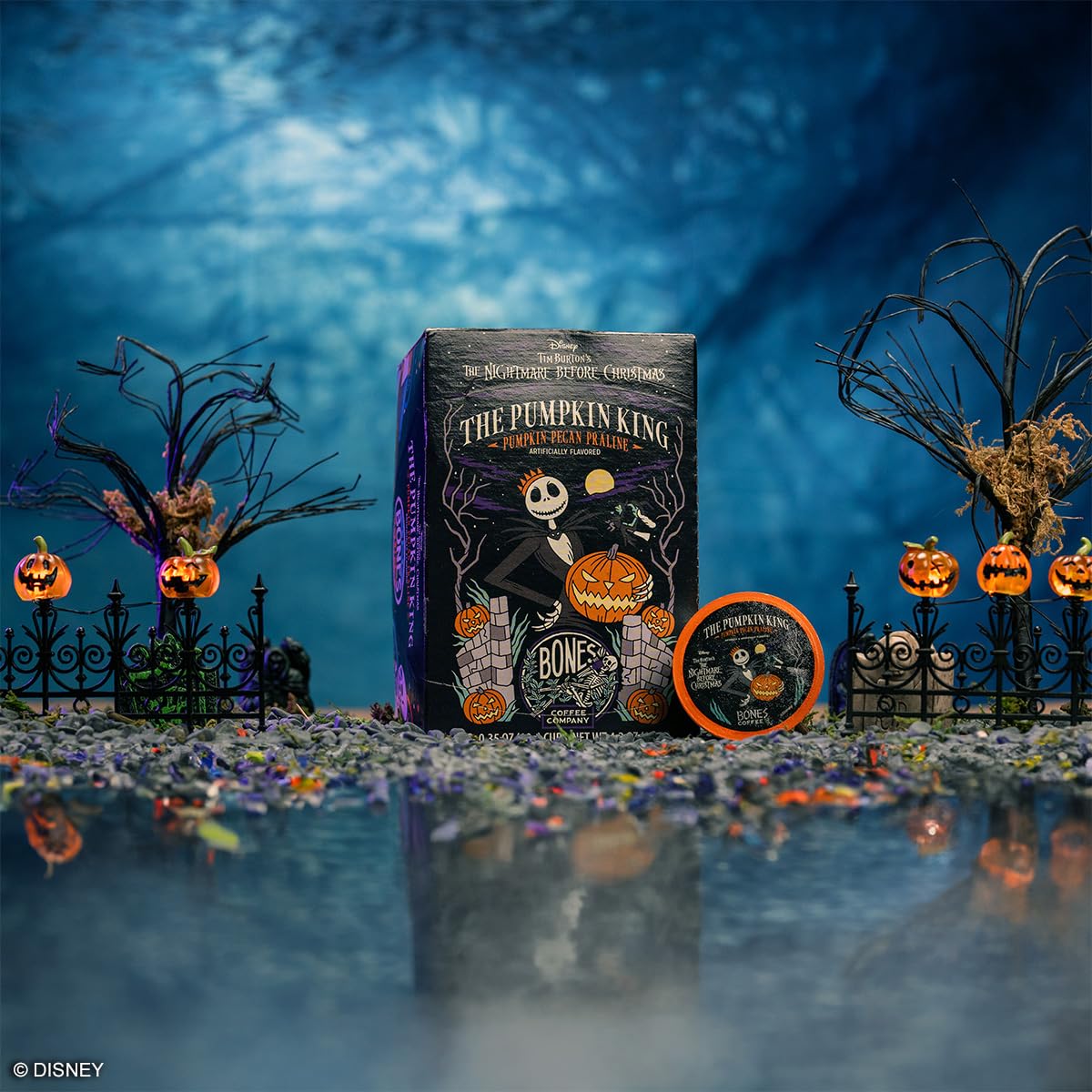 Bones Coffee Company The Nightmare Before Christmas Pumpkin King Flavored Coffee Pods - Pumpkin Pecan Praline Single-Serve Cups for Keurig 1.0 & 2.0 Brewers (12 Count) | Perfect for Holiday Gifts, Halloween Parties & Cozy Autumn Mornings
