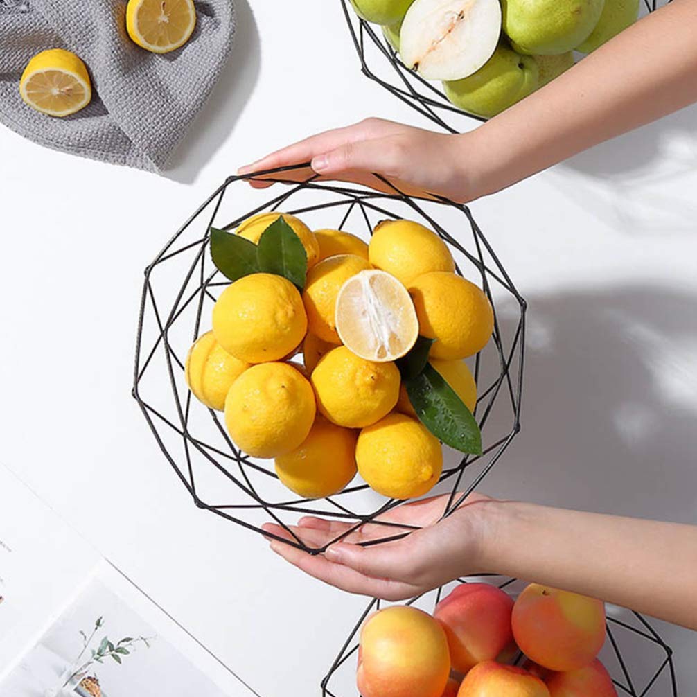 DOITOOL 2-Piece Set Iron Fruit Basket with Hollow Design - Snack Storage Tray for Kitchen Countertop, Dining Table, and Party Serving | Rustic Home Decor Organizer