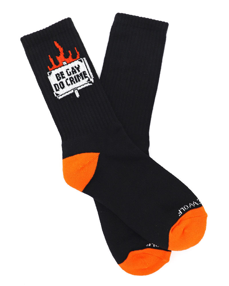 Be Gay Do Crime Socks - LGBTQ+ Pride Novelty Socks - Funny Statement Socks for Pride Month, Drag Shows & LGBTQ Events