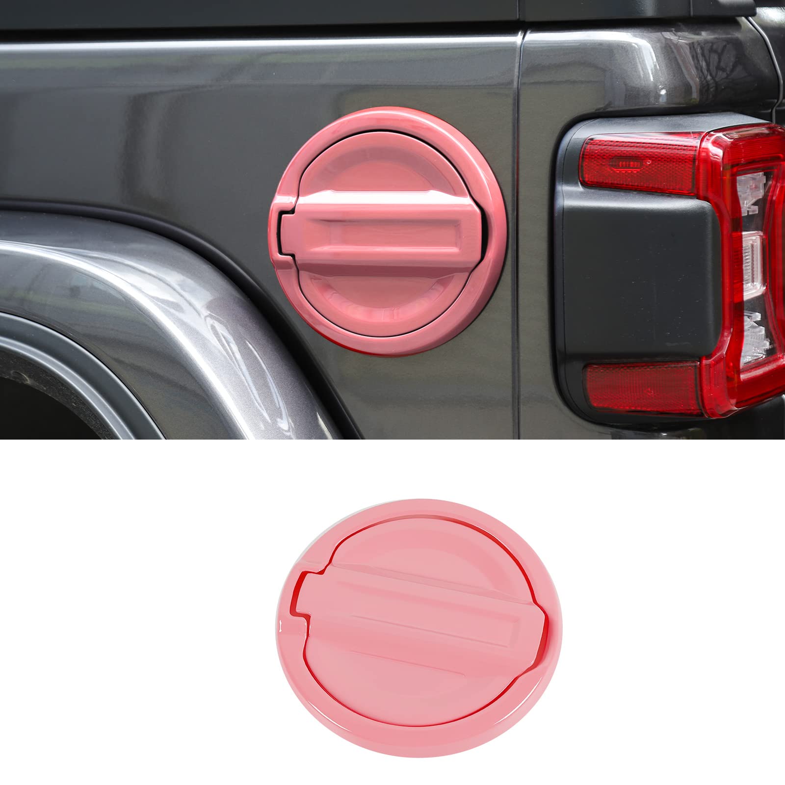 Pink Fuel Filler Door Cover & Gas Tank Cap Decorative Stickers for Jeep Wrangler JL JLU (2018-2022) | Exterior Accessories for Off-Roading & Custom Car Styling