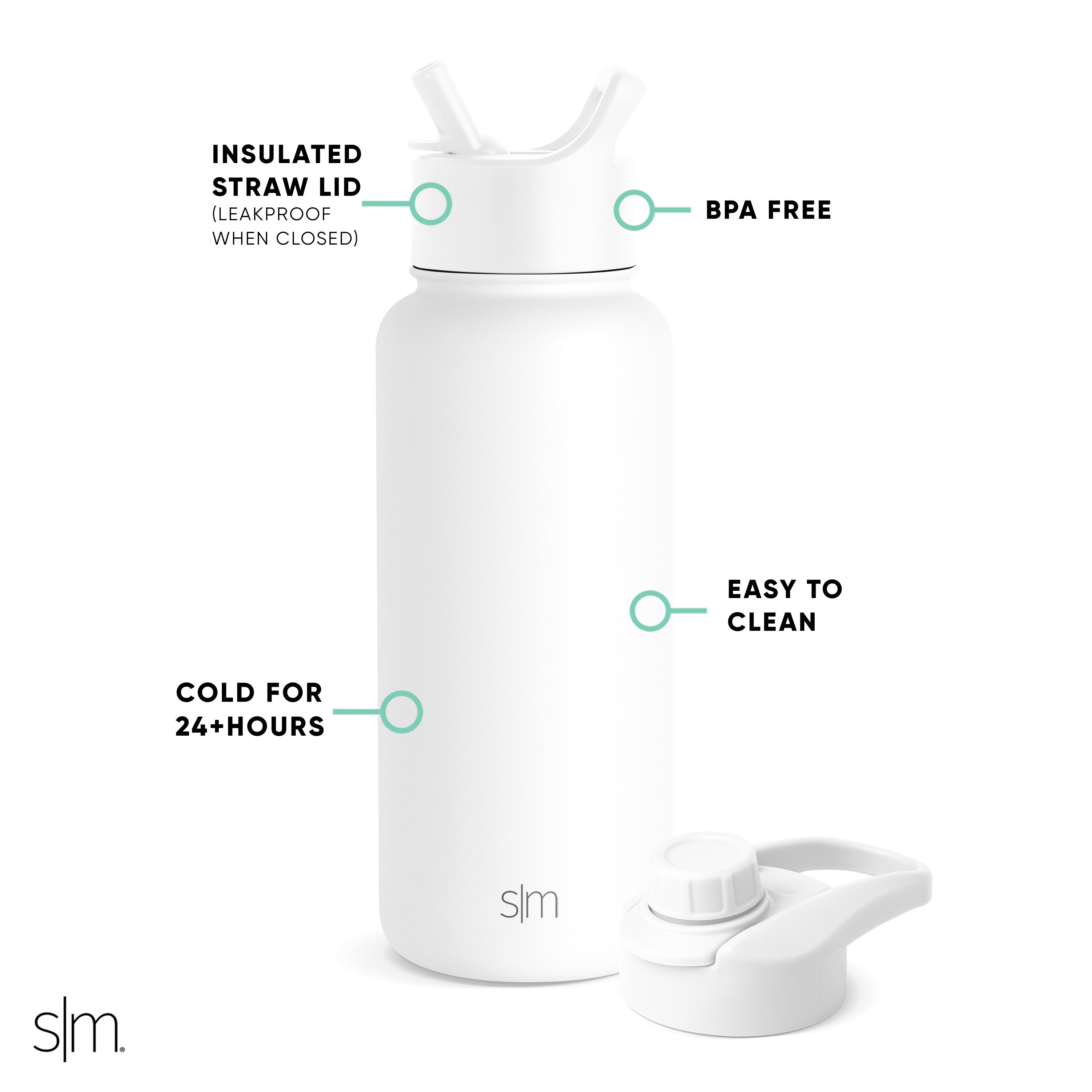Summit Insulated Stainless Steel Water Bottle with Straw & Chug Lid - Leakproof, BPA-Free, 24oz - Perfect for Gym, Hiking & Outdoor Adventures