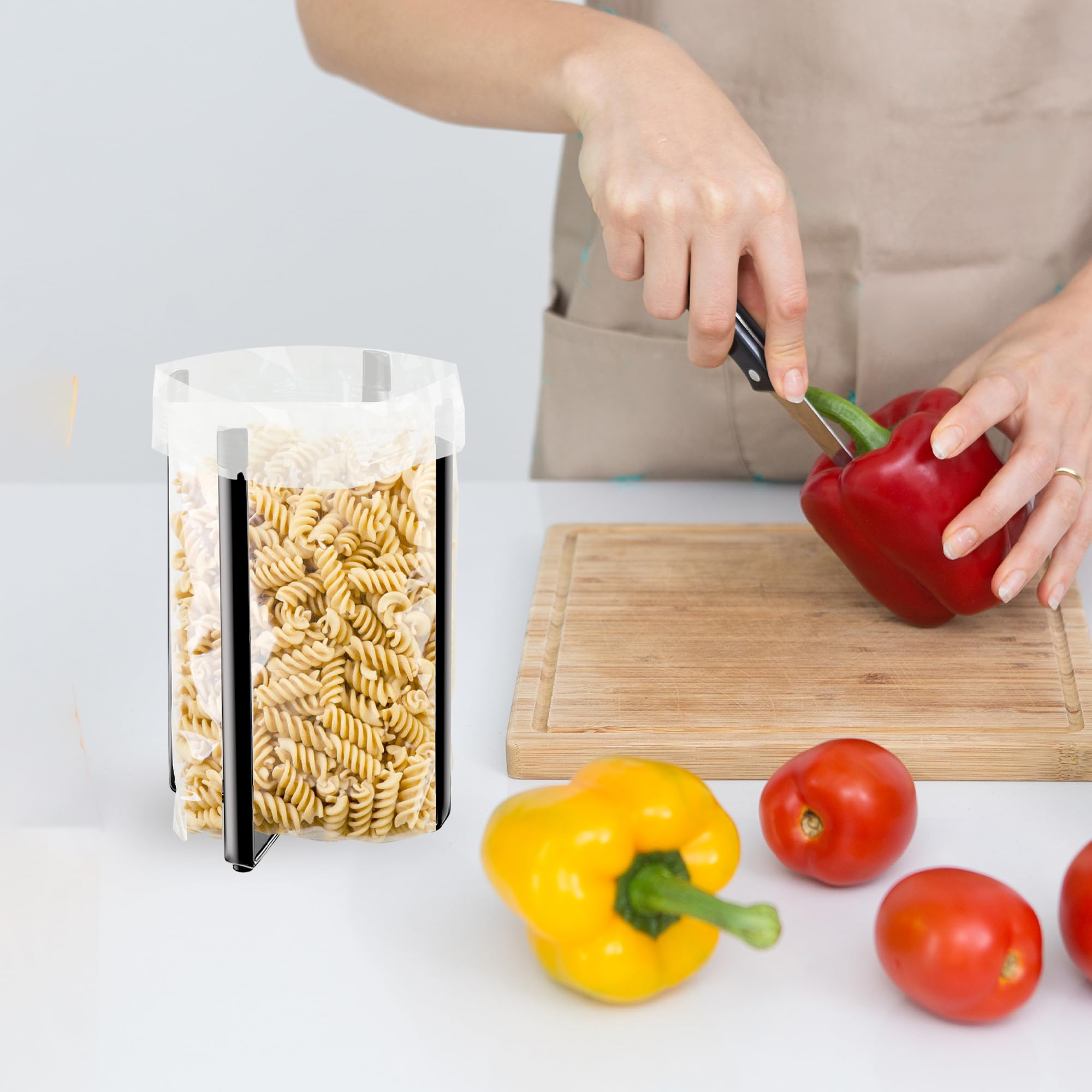 Performore - Multifunctional Eco Kitchen Stand Holder & Drainer, Wine Decanter Drying Rack - Collapsible Storage Organizer for Plastic Bags, Bottles & Cups (50 Bags Included) | Perfect for Small Spaces, Dish Drying & Countertop Organization