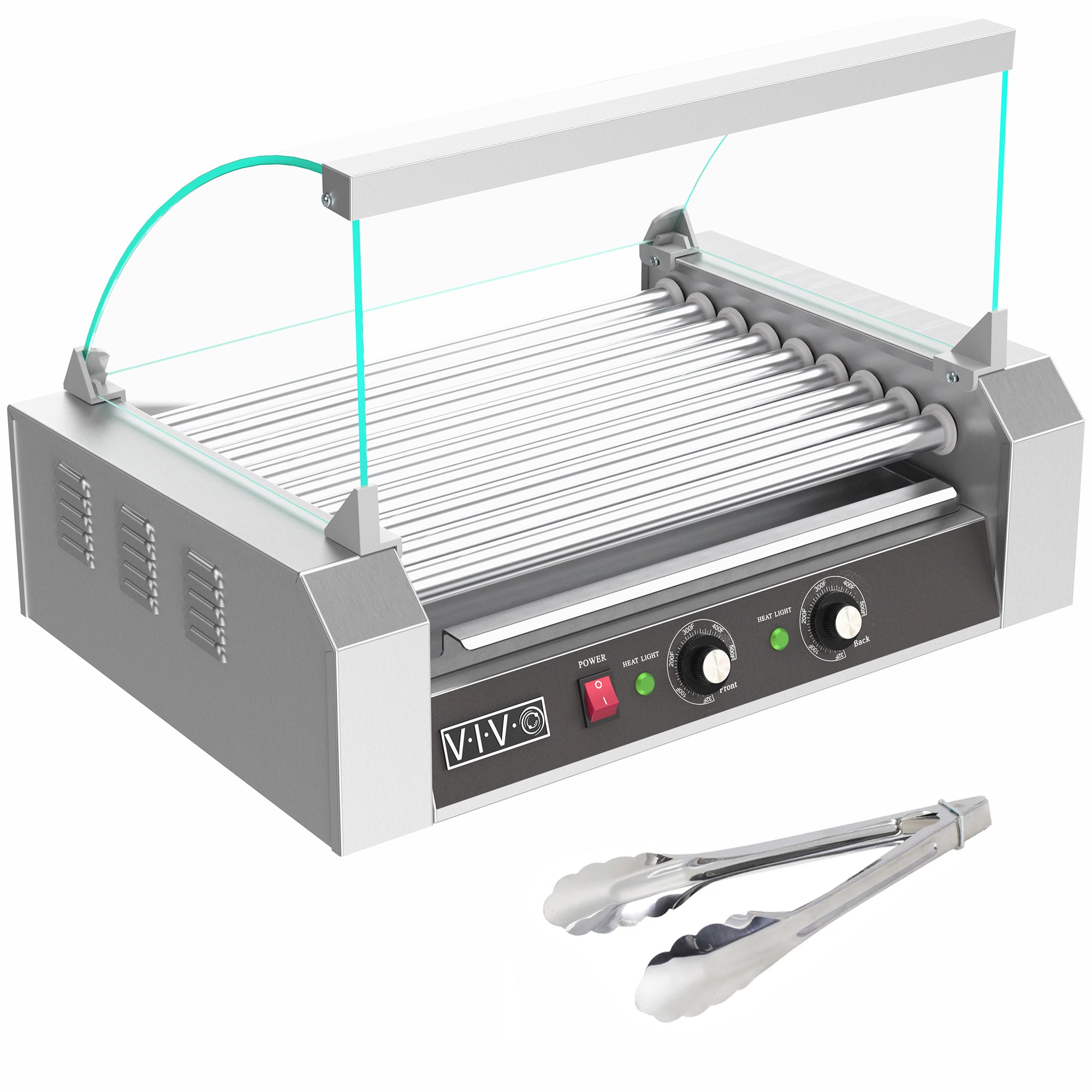 Commercial Electric Hot Dog Machine with Stainless Steel Sanitation Hood - Perfect for Restaurants, Food Trucks, and Outdoor Events