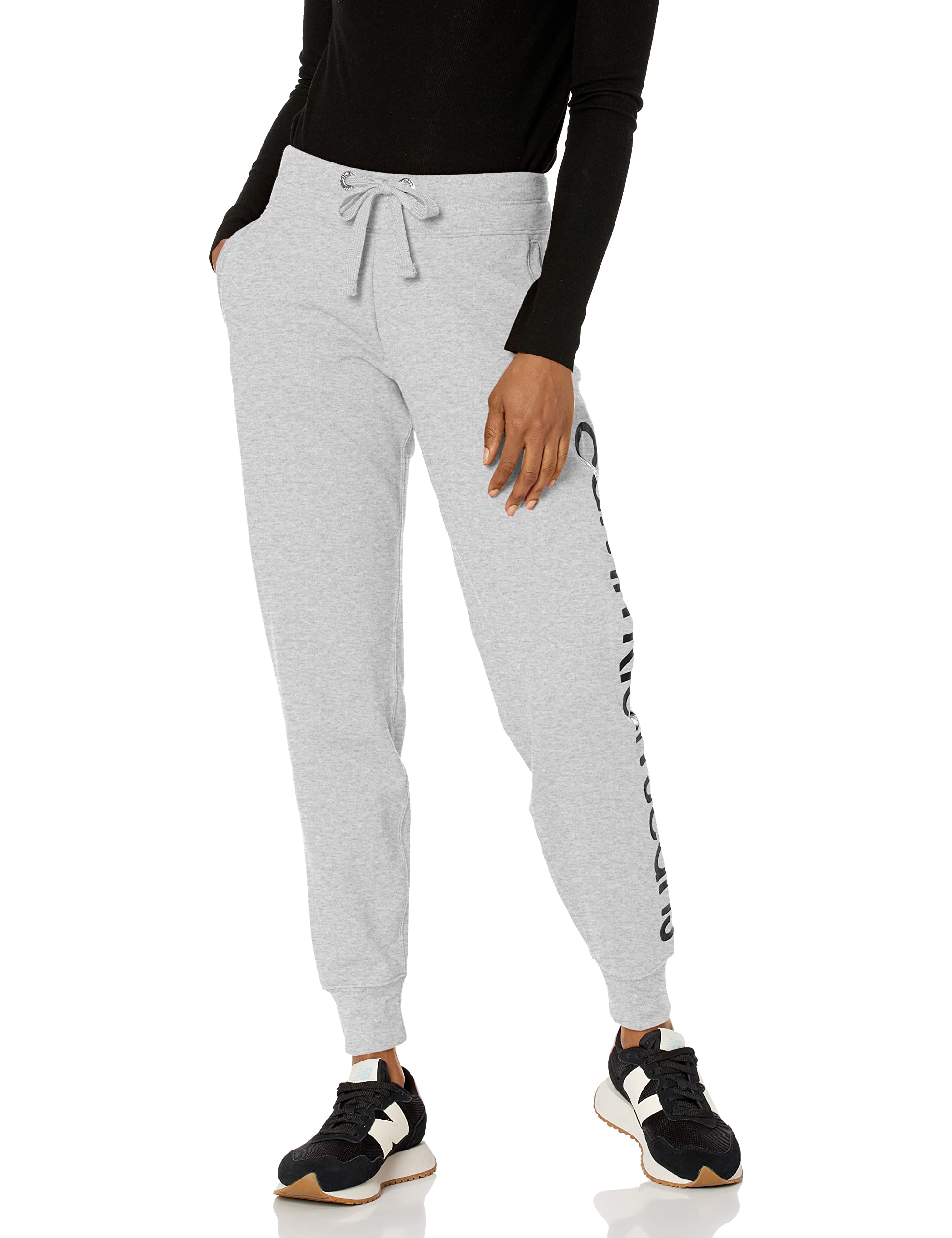 Calvin Klein Women's Rib Trim Jogger Jeans - High Waisted Stretch Denim Pants for Casual Wear & Lounge | Perfect for Everyday Outfits, Running Errands and Relaxing at Home