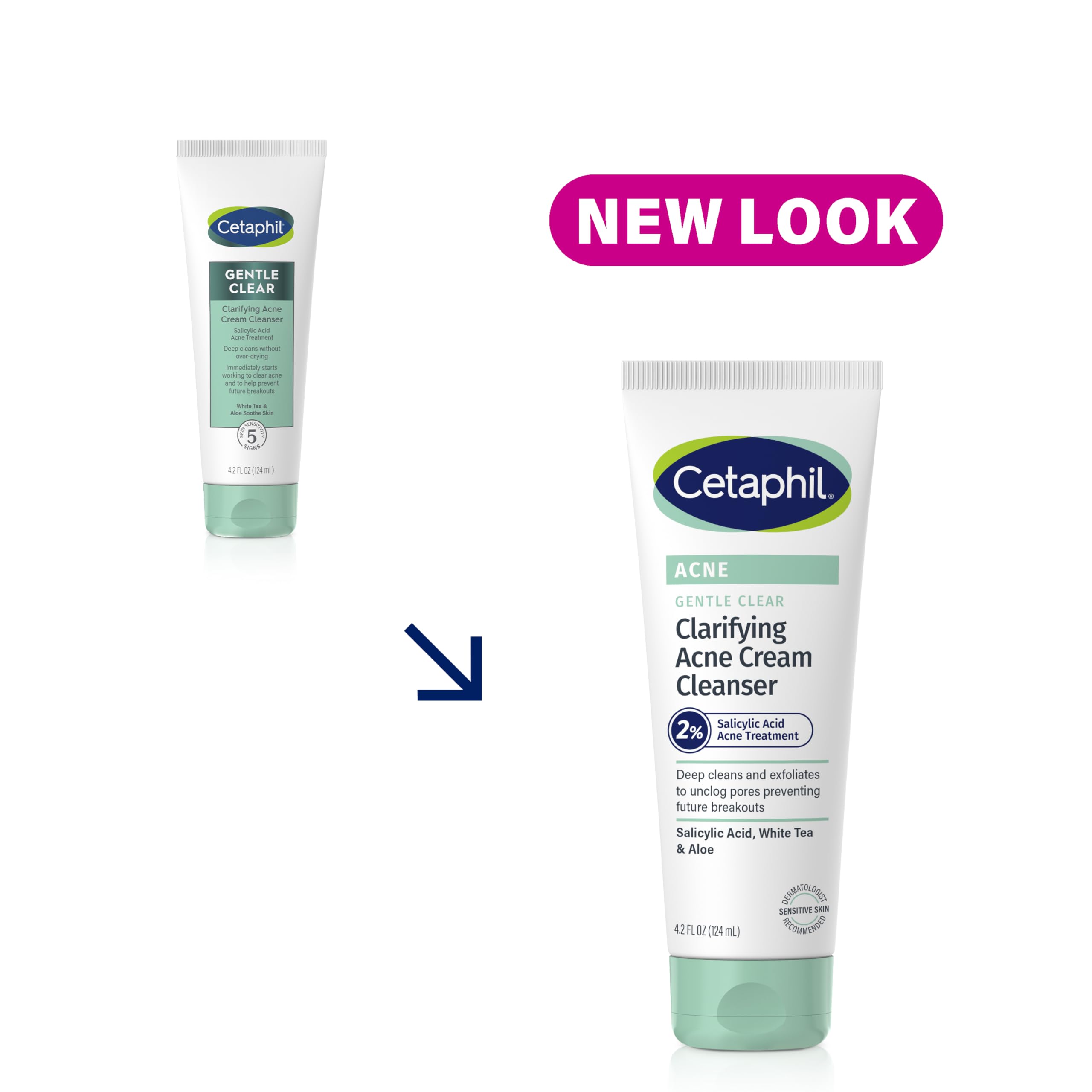 Cetaphil Acne Face Wash - Gentle Clear Clarifying Acne Cream Cleanser with 2% Salicylic Acid for Acne Prone & Sensitive Skin | Deep Cleans & Treats Breakouts | Dermatologist Recommended | 4.2oz | Perfect for Daily Skincare Routine & Travel