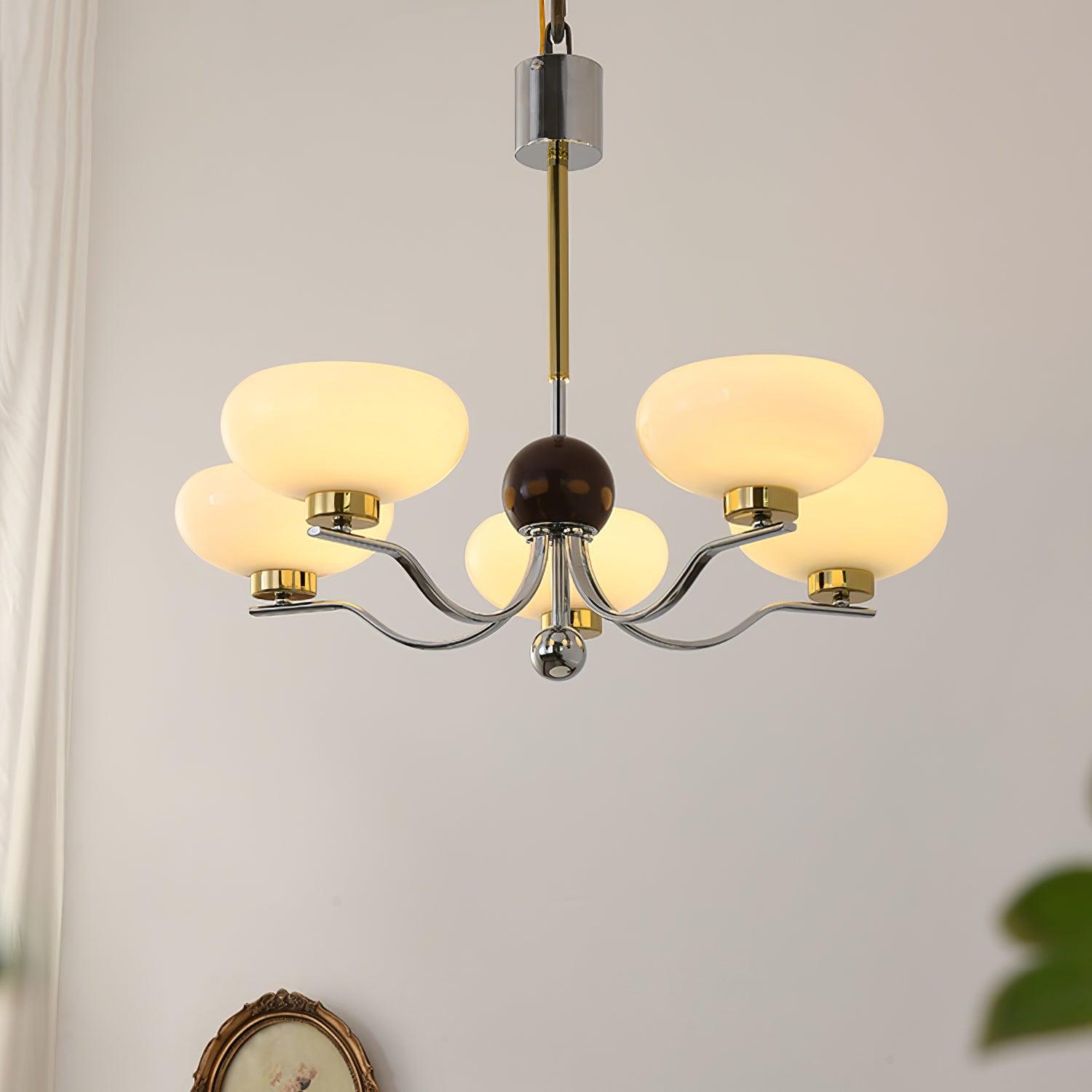 Medieval Glass Bowl Chandelier - Antique Style Hanging Light Fixture for Dining Room, Bedroom & Castle Decor