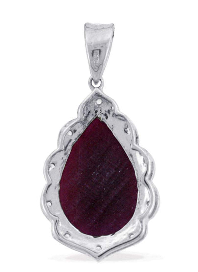 Natural Indian Ruby Gemstone Pear Shape Pendant - 925 Sterling Silver Unique Jewelry for Women, Gift for Anniversary, Birthday & Special Occasions