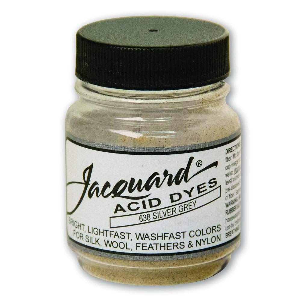 Premium Jacquard Acid Dye for Wool & Silk - 1/2 oz Concentrated Powder Dye (Silver Gray 638) - Perfect for Hand Dyeing Yarn, Fabric & Protein Fiber Crafts