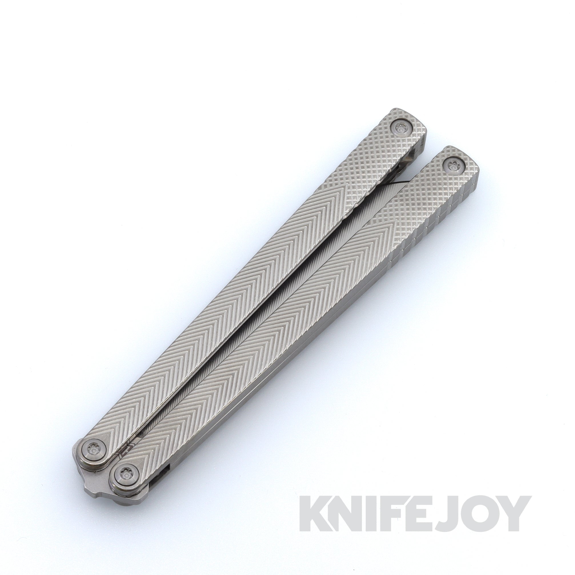MachineWise Serif Balisong S35VN Folding Knife with Textured Grade 5 Titanium Handles - EDC, Collection, and Outdoor Survival Tool