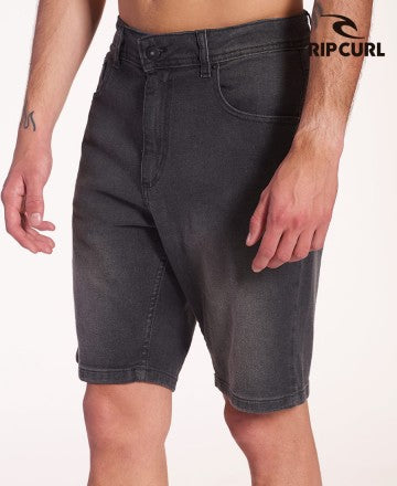 RipCurl Men's Bermuda Slim Fit Waist Jeans - New Black Denim Pants for Casual Wear & Beach Outings