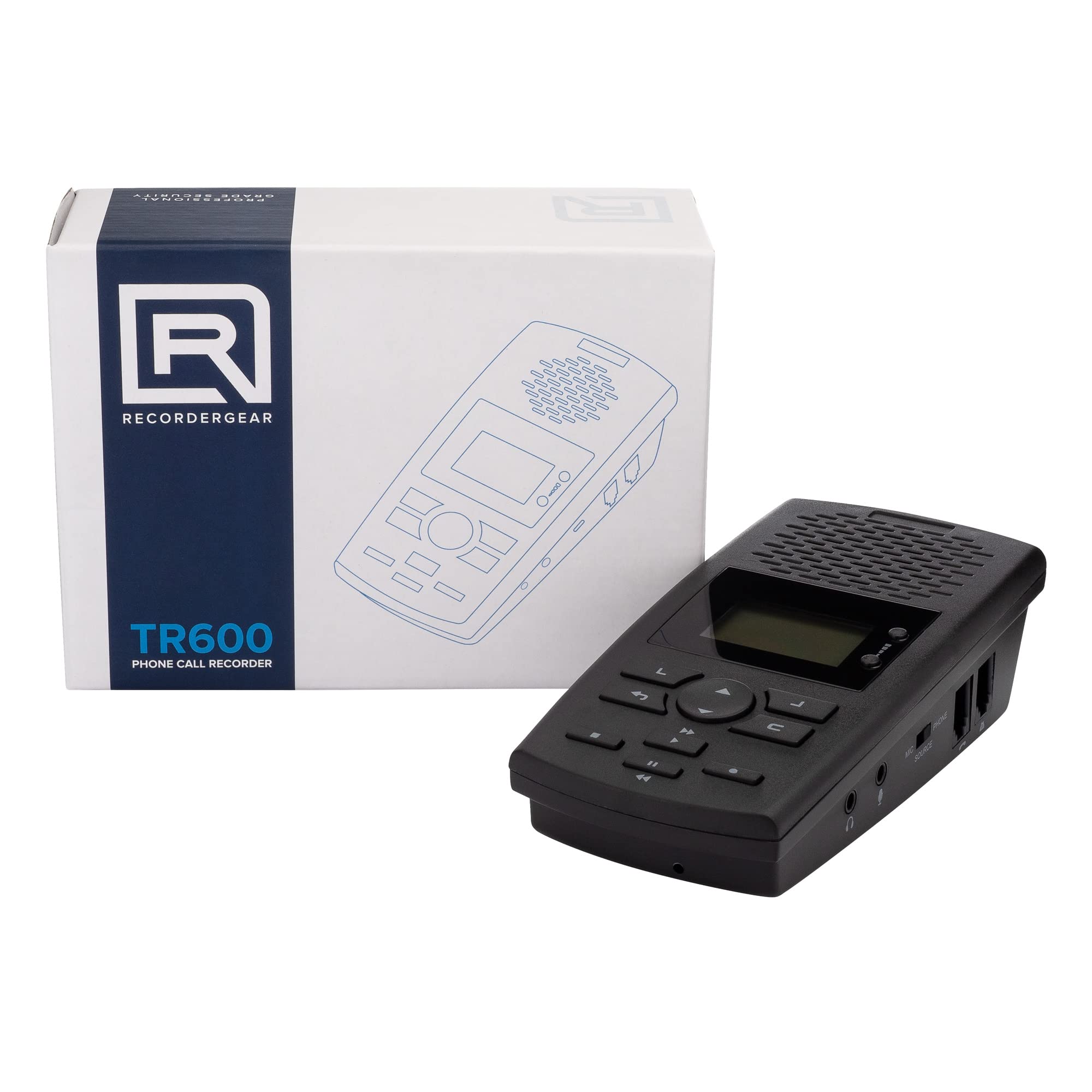 RecorderGear TR600 Landline Phone Call Recorder - Analog/IP/Digital Line Compatible, 16GB Memory, Automatic Recording Device for Home & Office Use