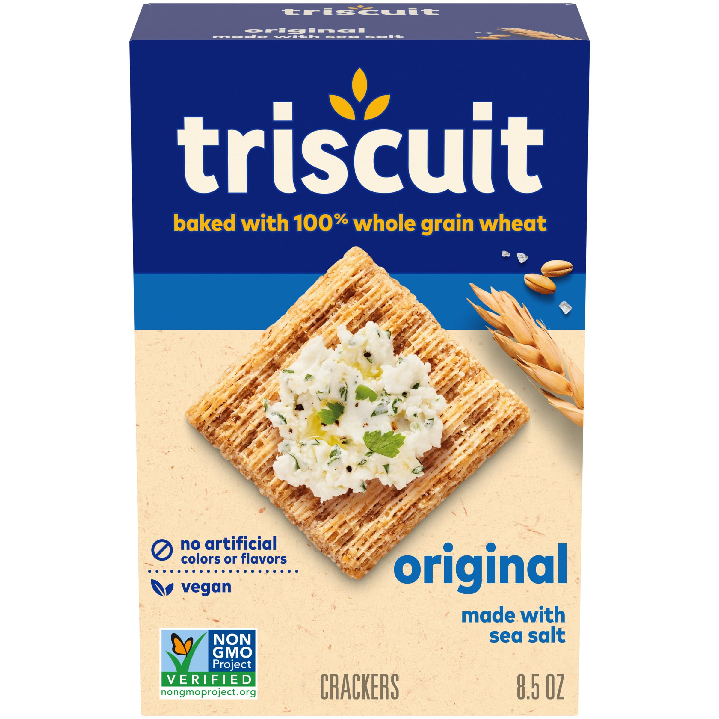 Triscuit Original Whole Grain Wheat Crackers - Vegan, Healthy Snacks for Lunch, Work & On-the-Go (8.5 oz) | Perfect for Office, School & Travel