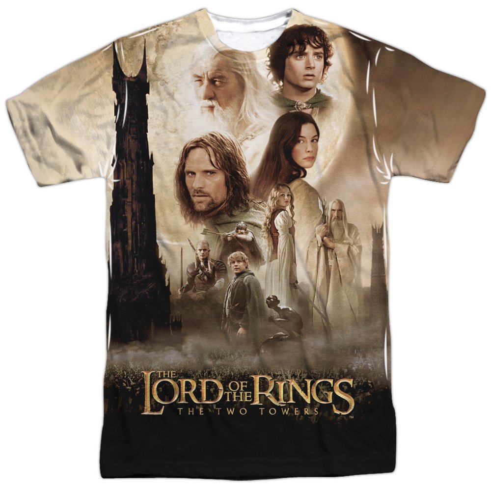 LOTR Towers Sublimation Shirt for Men - White - Fantasy Gift