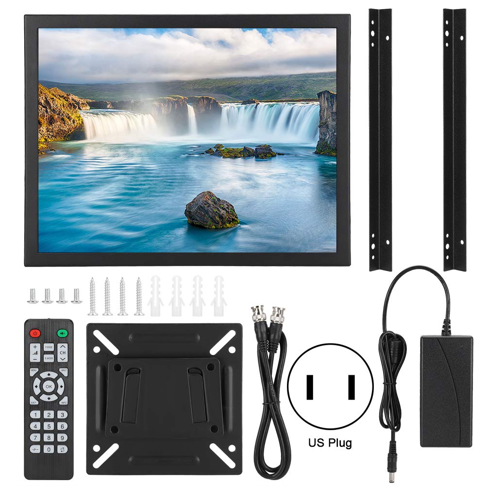 15inch Industrial Touch Screen Monitor - 1024x768 4:3 Aspect Ratio, HDMI/VGA/AV/BNC/USB Ports - Waterproof & Shockproof for Factory, Warehouse, CCTV Surveillance & Digital Signage (US Plug)
