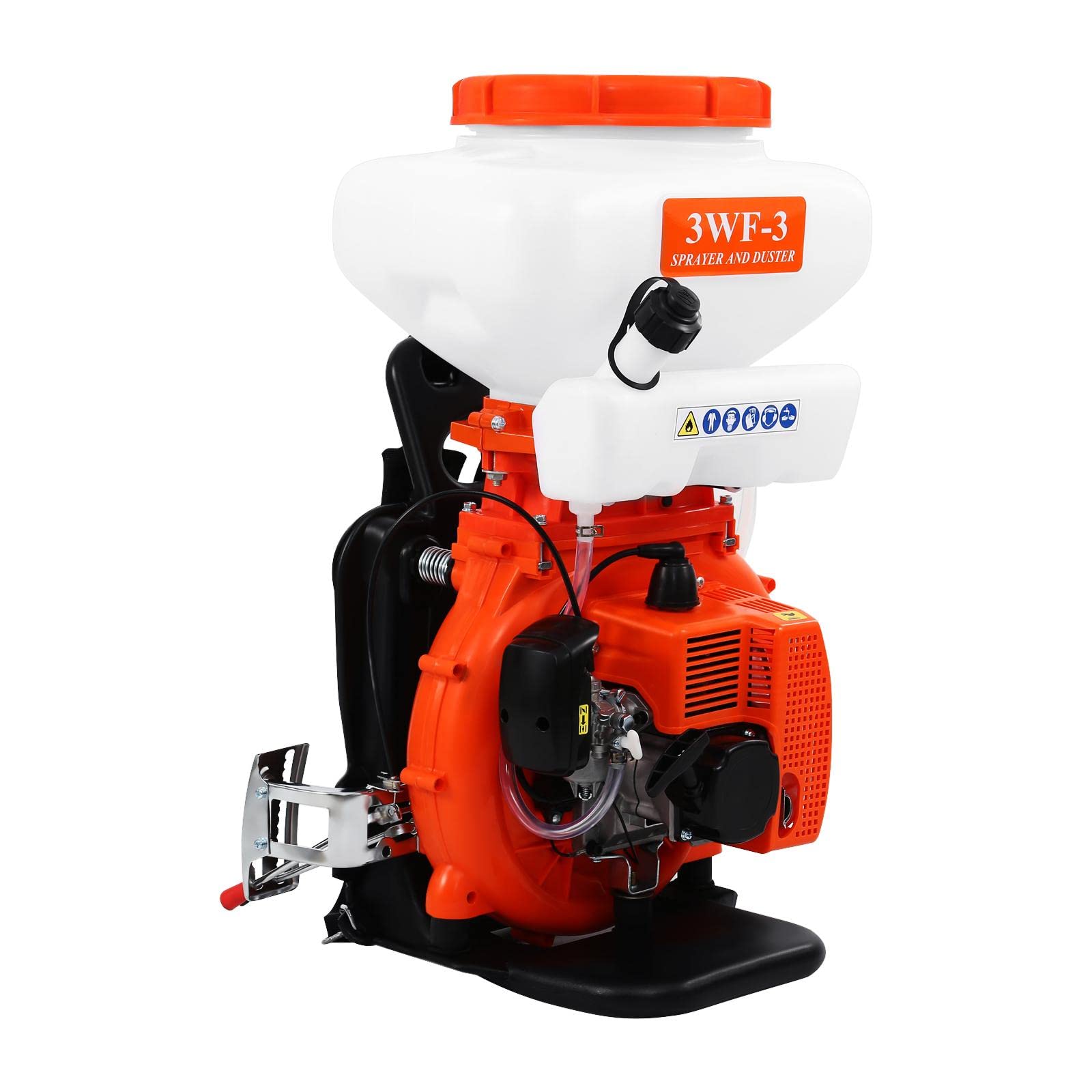 FIRE WOLF 2 Stroke Gas Powered Backpack Sprayer - 3.7 Gallon Fogger Mist Blower for Gardening, Pest Control & Lawn Care | Extended Hose for Greenhouse & Farm Use | Orange Commercial Sprayer Equipment