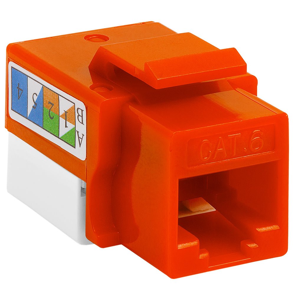 Cmple - 90 Degree Cat6 Keystone Jack Insert, Punch Down RJ45 Female Connector for Ethernet Cables, Wall Plates & Patch Panels - Orange - Ideal for Home/Office Network Setup & Cable Management