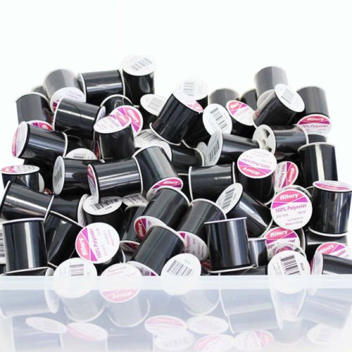 24 Pack Bulk Allary 100% Polyester Sewing Thread - 200 Yards Black Spool | Perfect for Quilting, Embroidery & Sewing Projects