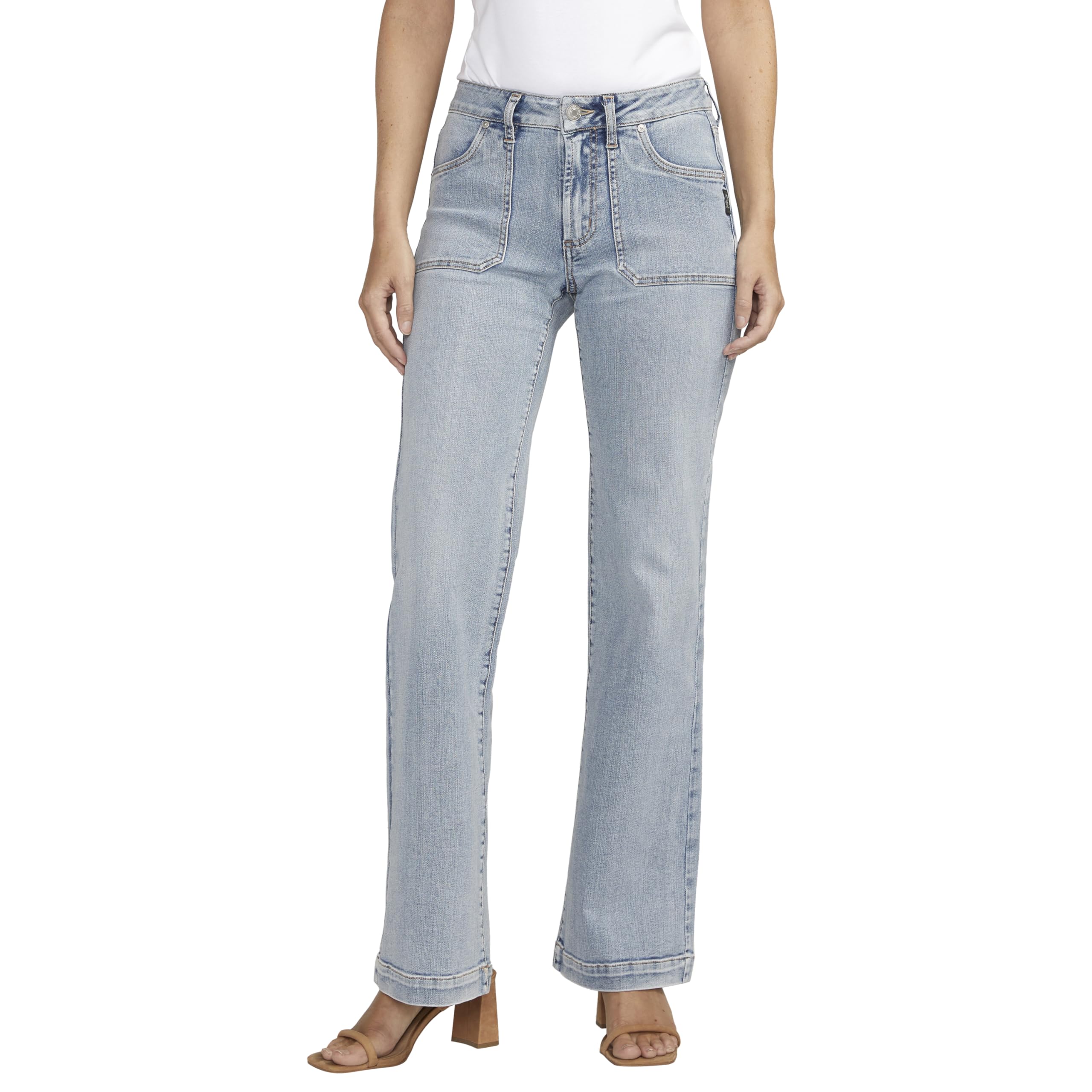 Silver Jeans Co. Women's Suki Mid Rise Curvy Fit Bootcut Jeans - Comfortable Stretch Denim Pants for Work, Casual & Night Out