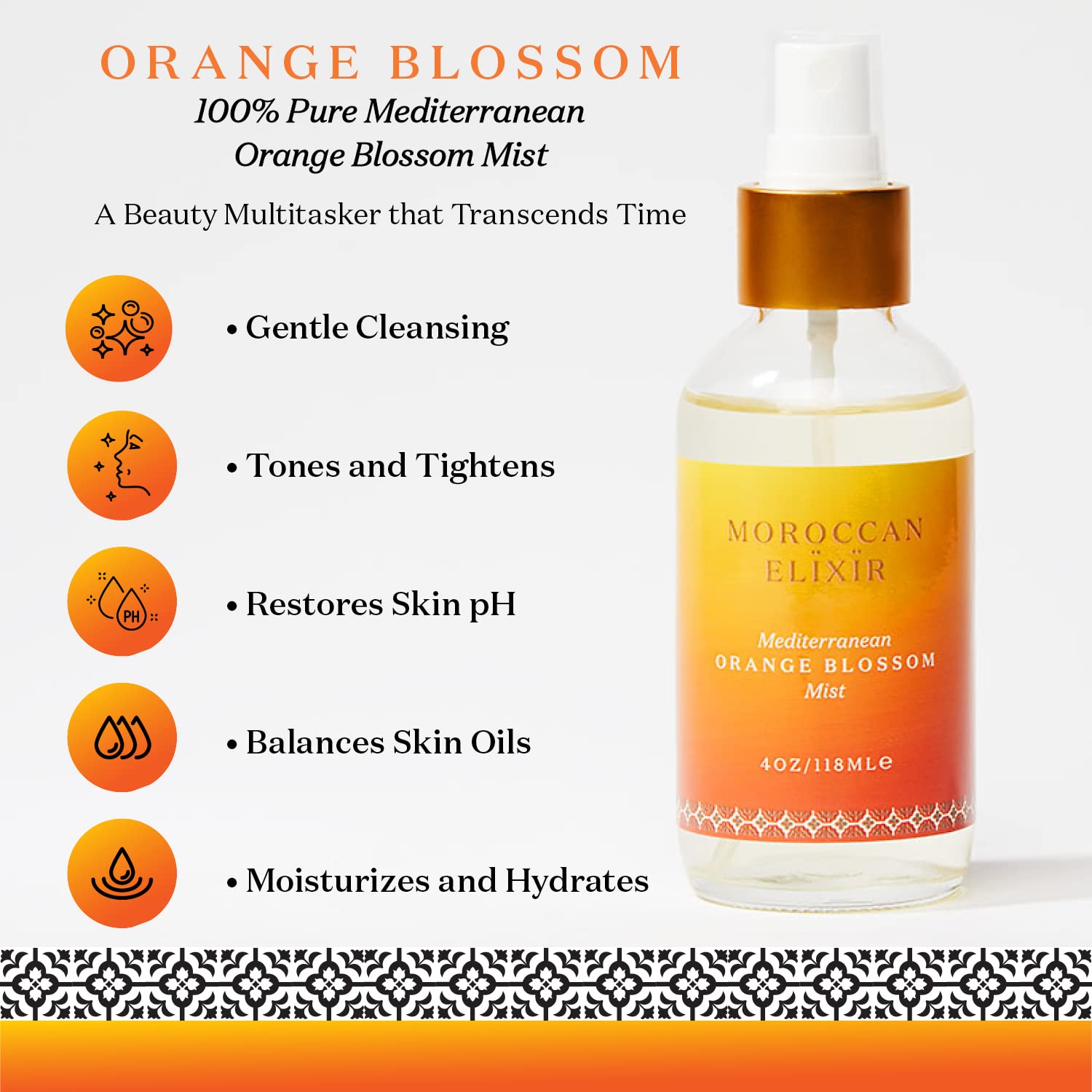 Orange Blossom Hydrating Face Mist for Women | Antioxidant-Rich Moisturizing & Soothing Facial Spray | Reduces Redness & Tones Skin | 4 Oz | Perfect for Daily Skincare & On-the-Go Refreshment