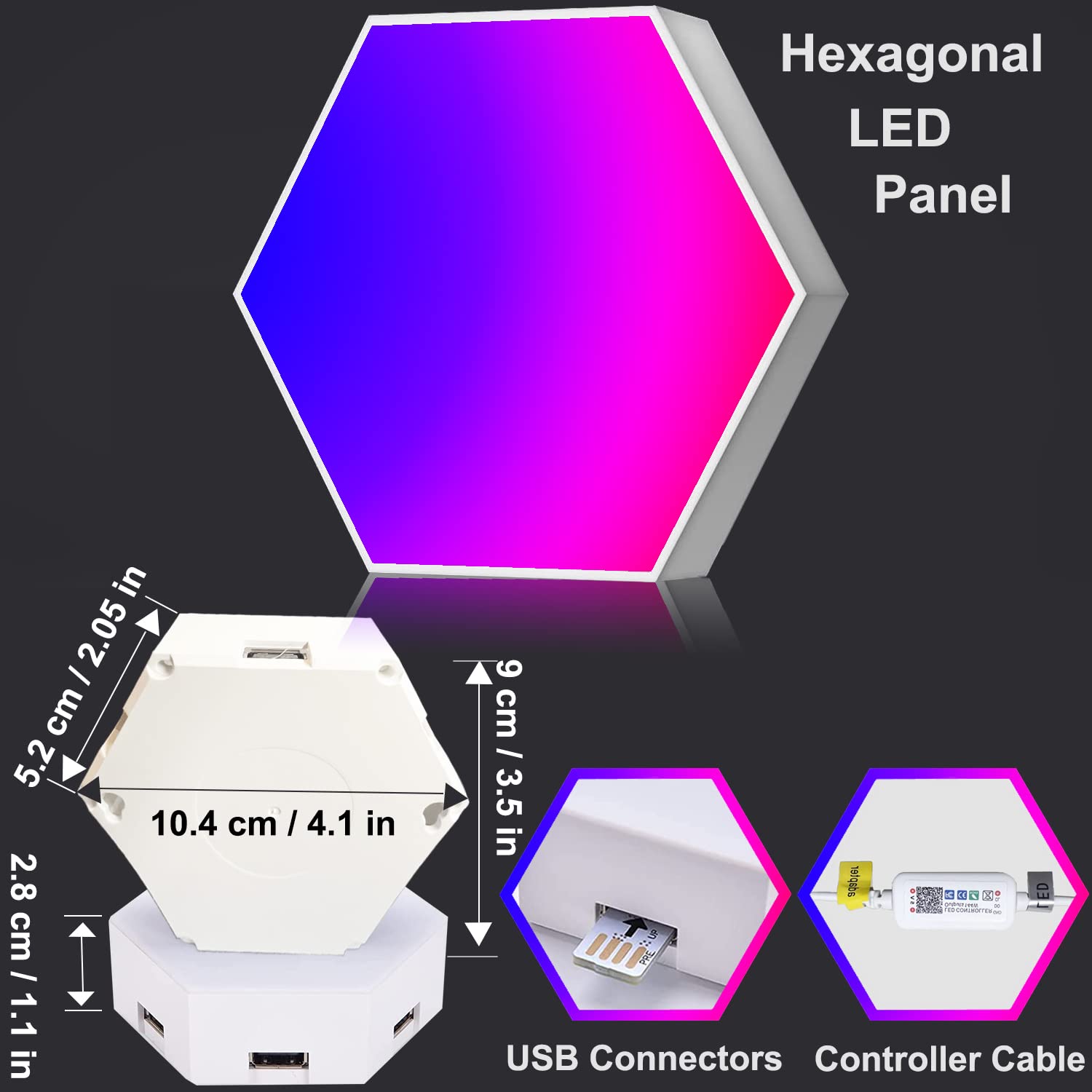 RGBIC Hexagon LED Light Panels - Gaming Lights with Music Sync & App Control, Cool Wall Decor for DIY Creative Modular Lighting - Perfect for Party, Living Room, Bedroom (10 Panels) - Enhance Gaming Atmosphere & Home Decor