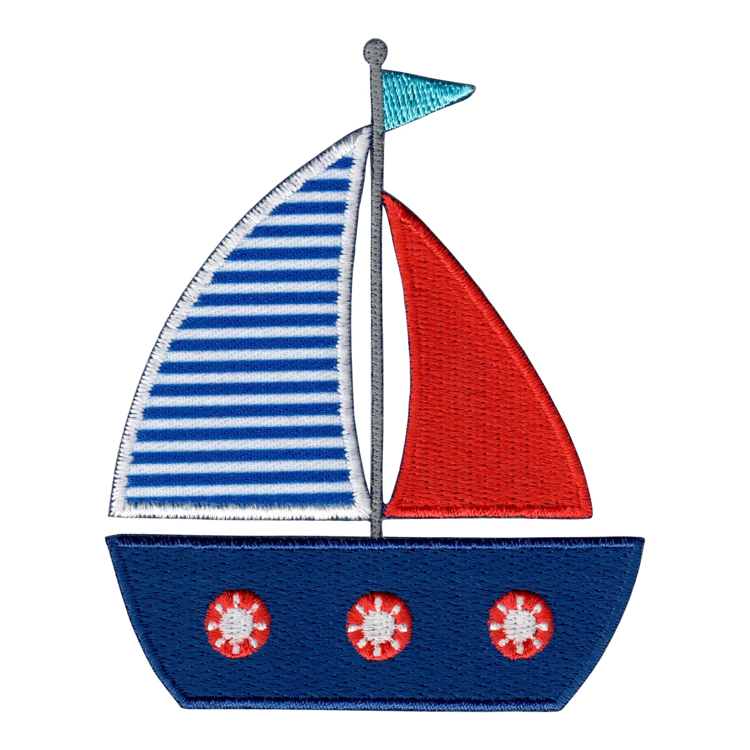 Sailboat Iron On & Sew On Patch - Nautical Applique for Kids & Children - Perfect for Jackets, Backpacks & DIY Crafts