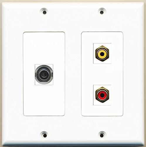 RiteAV 2 Gang Wall Plate with 1 RCA Red Port, 1 RCA Yellow Port & 1 3.5mm Audio Jack - Ideal for Home Theater, Audio Systems & AV Installations