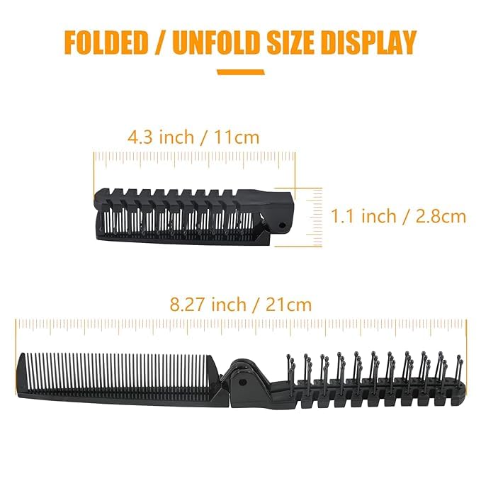 GITGRNTH Portable Travel Folding Hair Brush - Compact Foldable Comb for Women & Men, Double Headed Pocket Size (2 Pack) - Perfect for Travel, Gym, Office & On-the-Go Styling