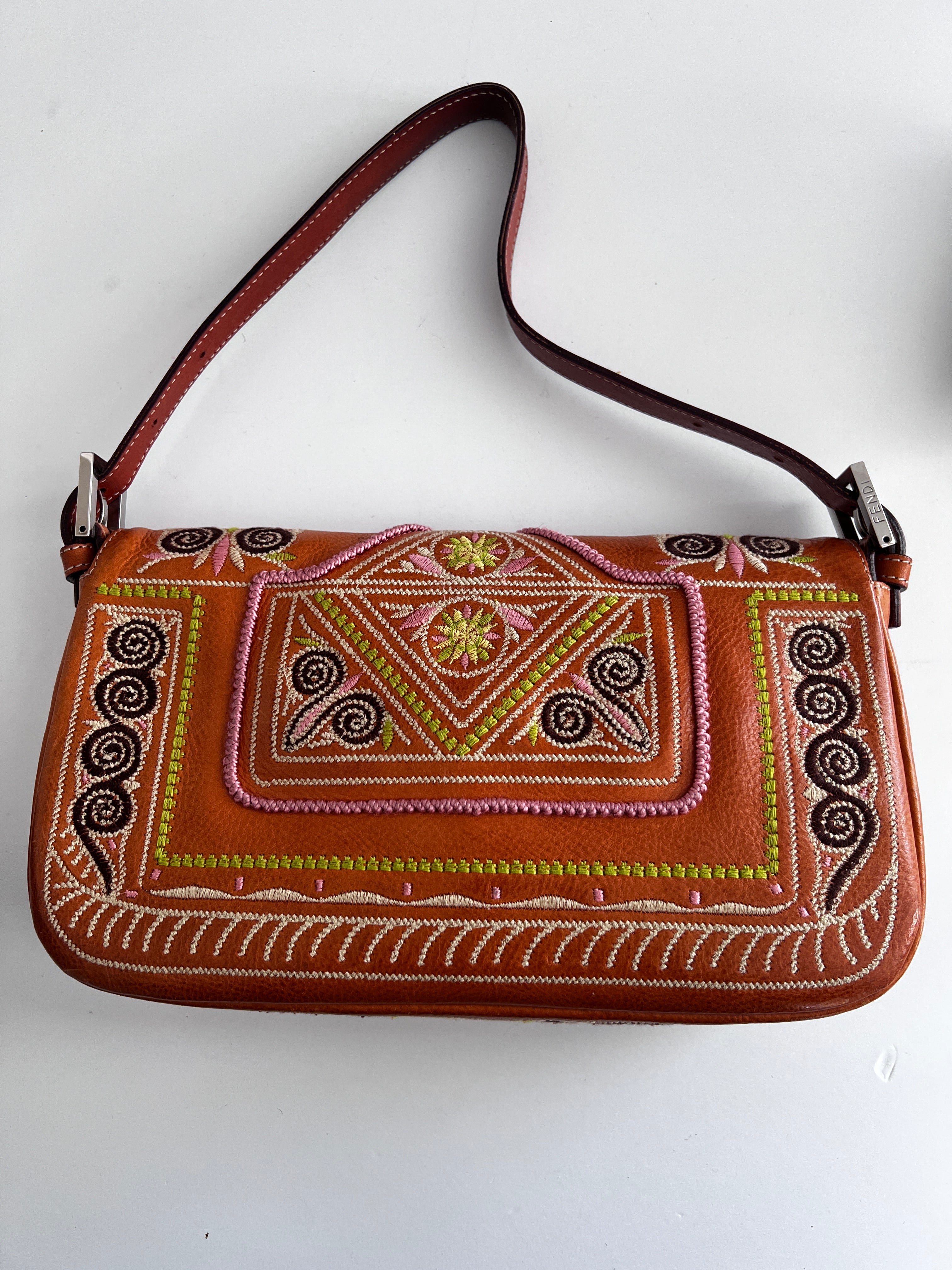 Fendi Embroidered Leather Baguette Bag - Luxury Designer Handbag for Women | Perfect for Evening Parties, Date Nights & Special Occasions
