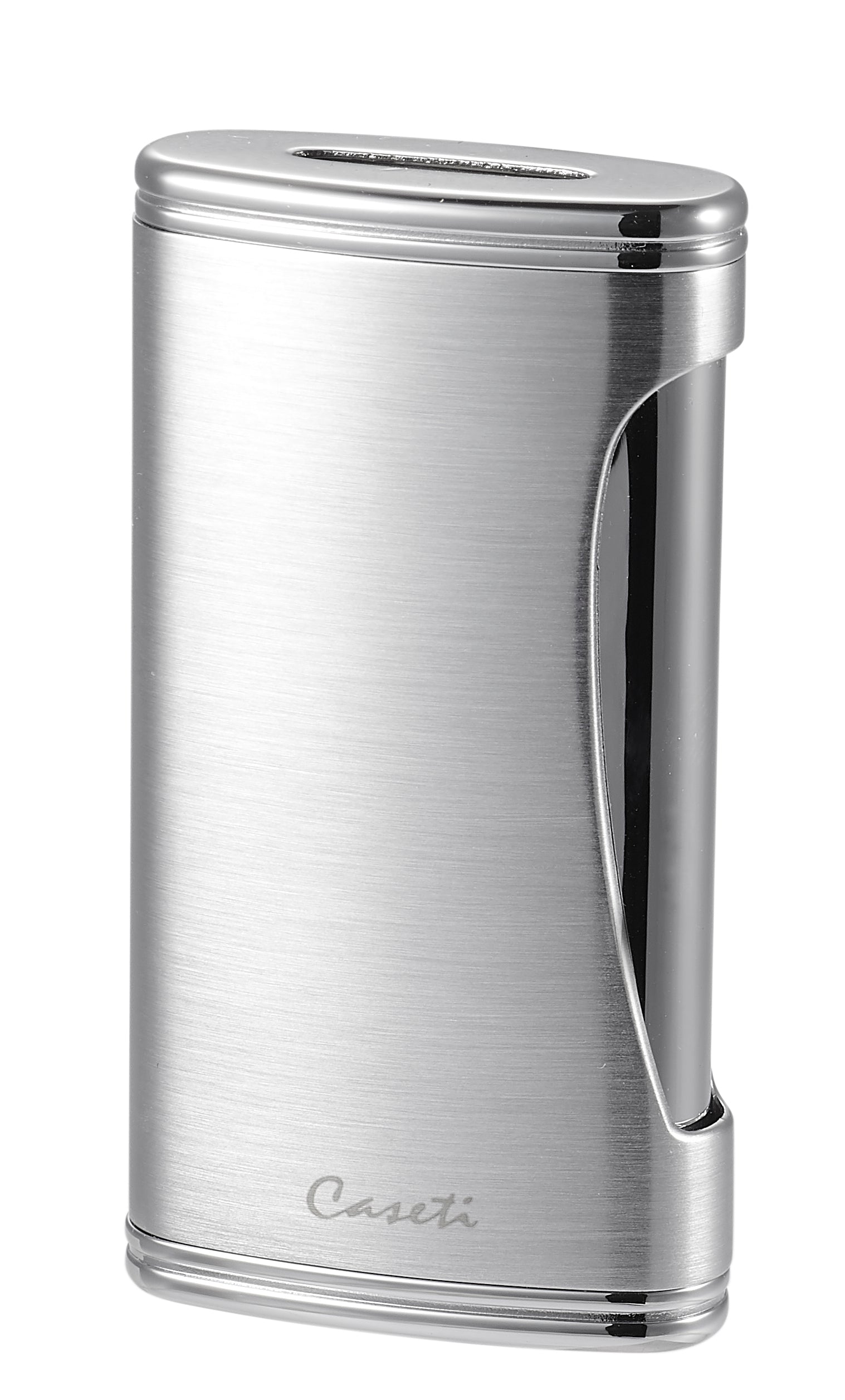 Premium Caseti BigFlat Chrome Cigar Lighter - Windproof Refillable Butane Torch for Cigars, Perfect for Outdoor Smoking, Gifts & Collectors