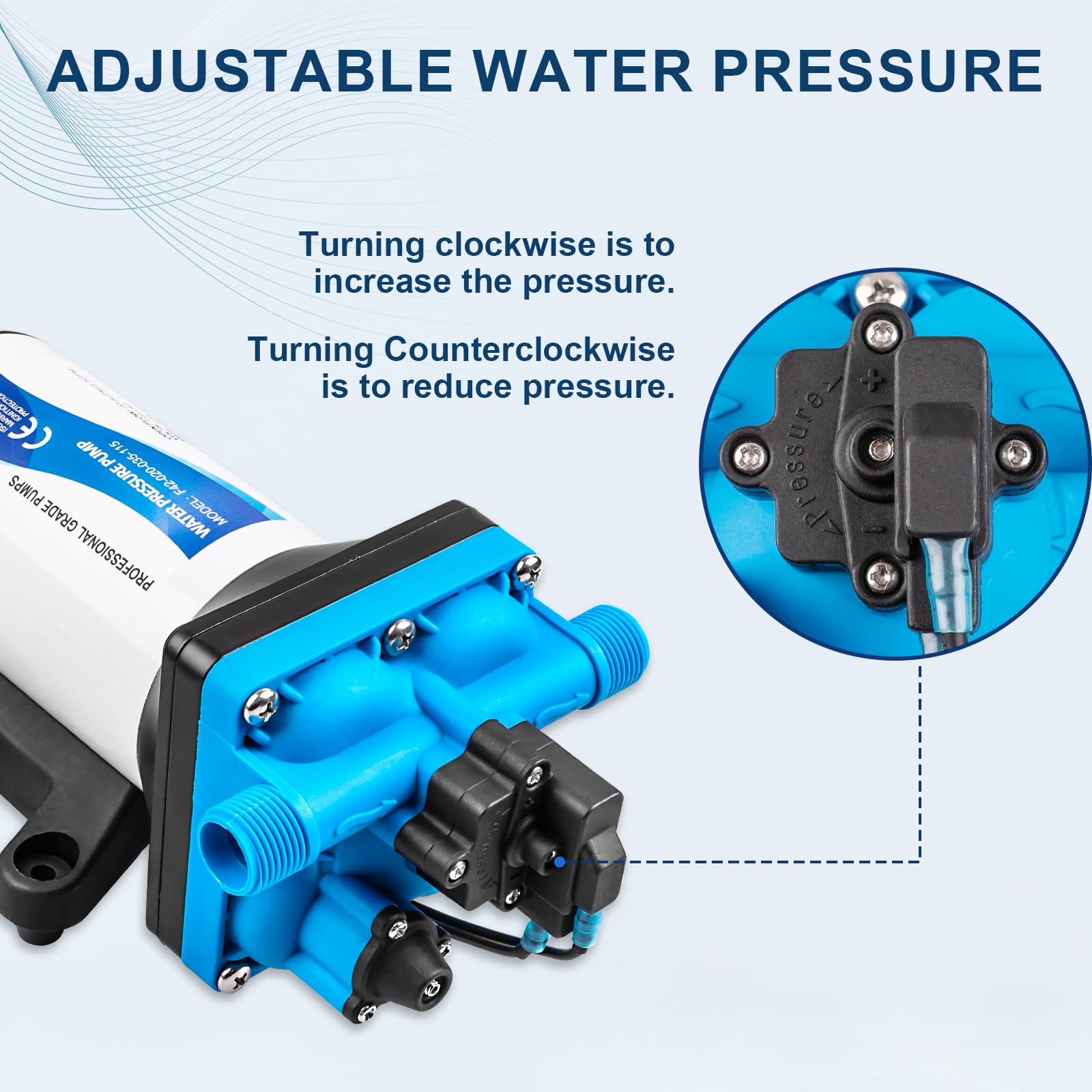 115V Electric Water Pressure Booster Pump - 5.5GPM 55 PSI RV Fresh Water Diaphragm Pump with Garden Hose Adapters for RV, Marine, Yacht | Perfect for Camping, Boating & Off-Grid Water Supply