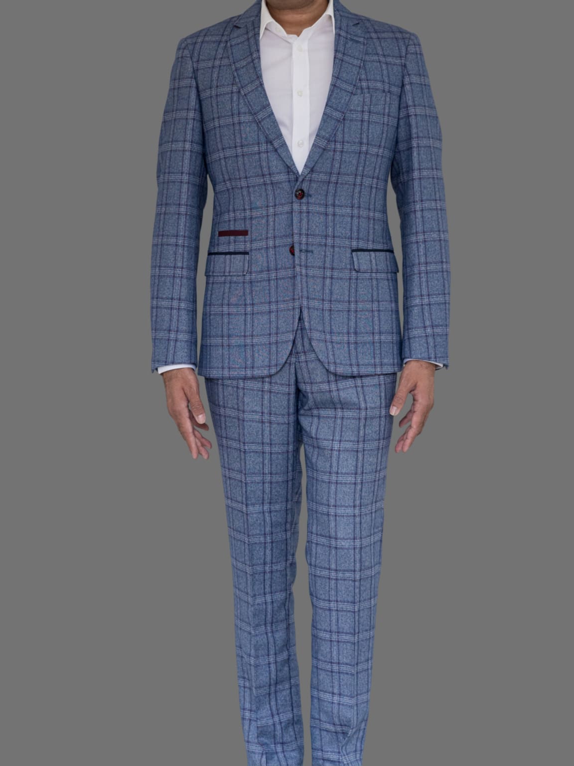 Marc Darcy Abbott Men's Blue Tweed Check Blazer - Slim Fit Formal Jacket for Business, Weddings & Special Occasions