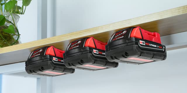 Milwaukee M18 18V Battery Holder with Hard Case - Compatible with Milwaukee M18 18V Batteries & Chargers - Perfect for Tool Storage, Job Site Organization & Battery Protection