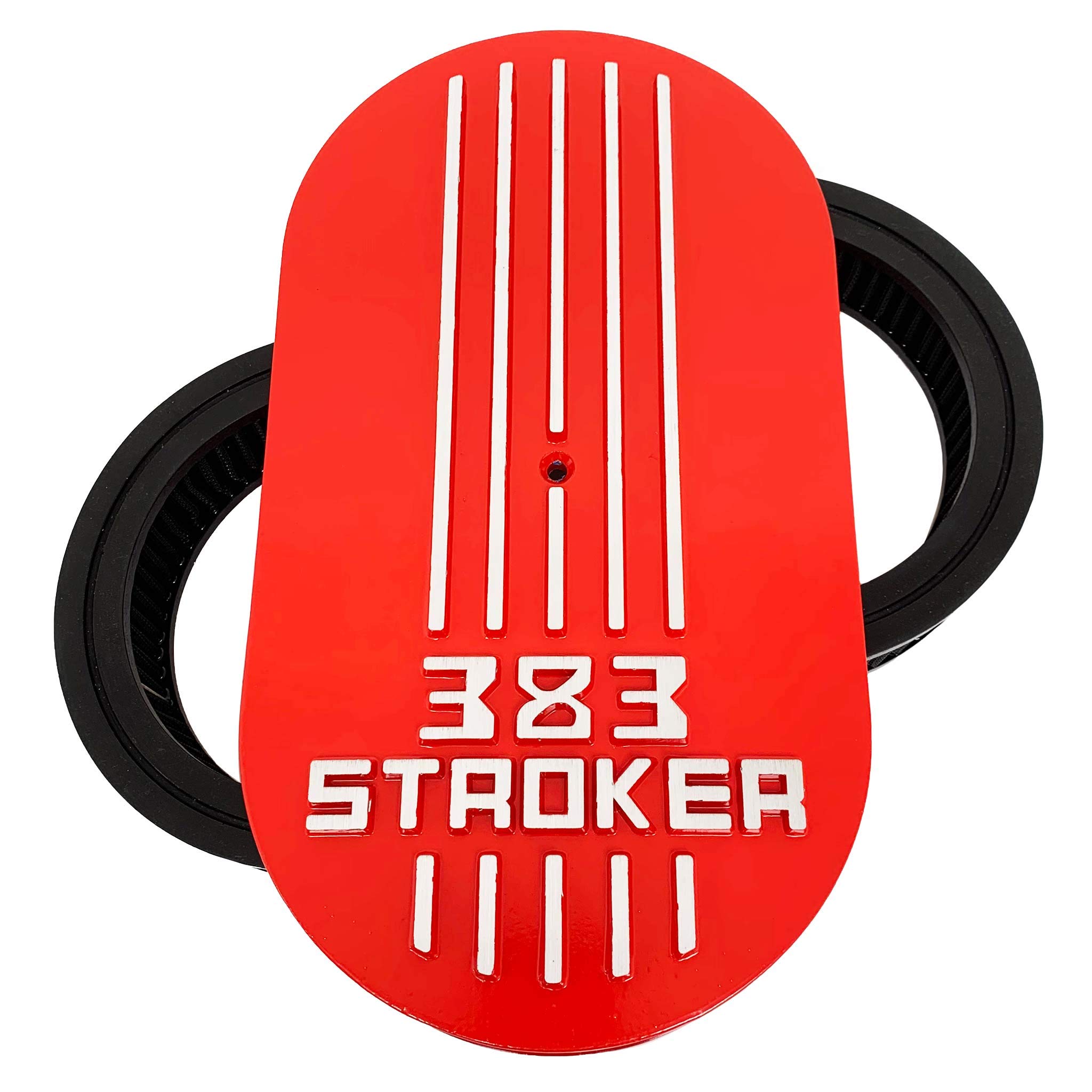 383 STROKER Small Block Chevy Air Cleaner Lid Kit - SBC Tall - Red - High Performance Air Intake System for Chevy Engines - Perfect for Hot Rods, Muscle Cars & Street Racing