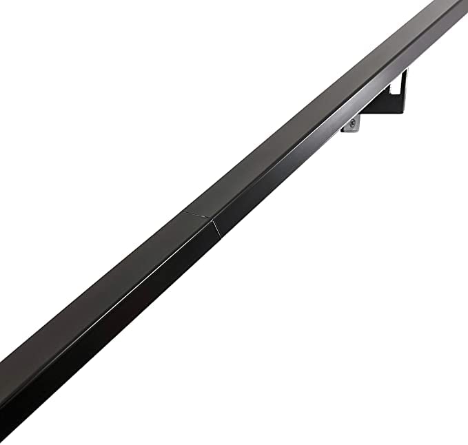 Modern Aluminum Handrail Grab Bar Kit with Adjustable Steel Brackets - 14ft Wall-Mounted Safety Rail in Matte Black Powder Coat for Stairs, Bathroom & Elderly Home Safety