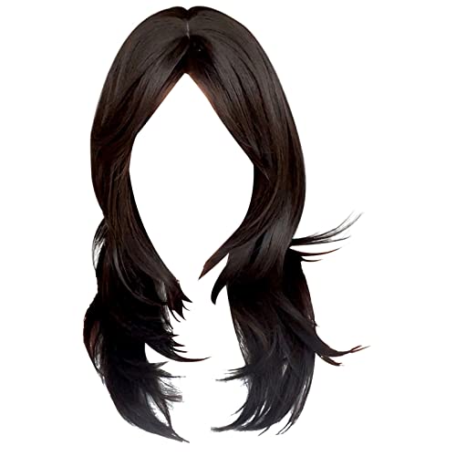 24 Inch Black Long Curly Synthetic Wigs for Women - Natural Wave Wigs with Bangs - Fashionable 13x4 Deep Wave Lace Front Wigs Human Hair - Perfect for Cosplay, Halloween, Daily Wear & Special Occasions