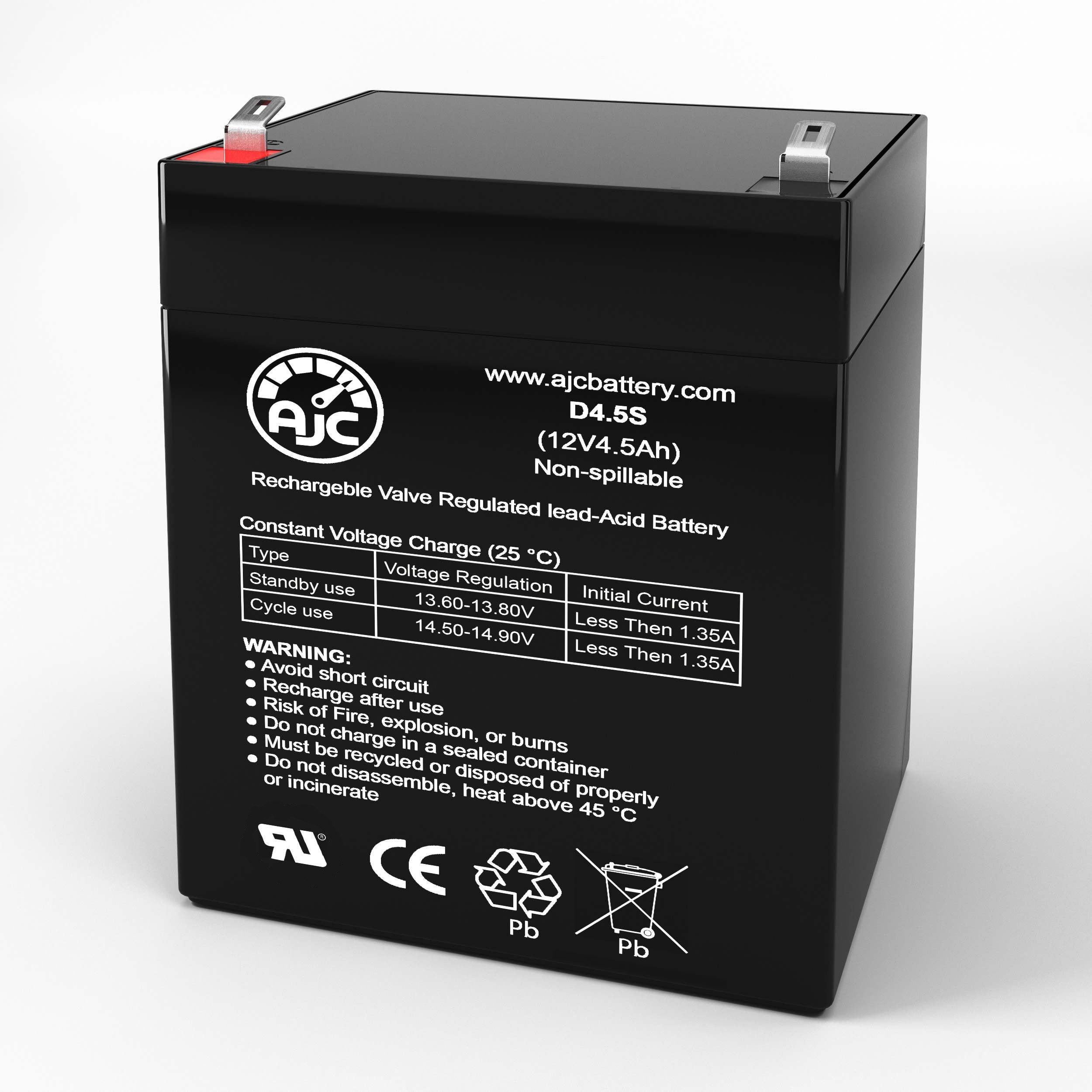 AJC 12V 4.5Ah Rechargeable Battery Replacement for Ademco Alarm System - Perfect for Home Security & Emergency Backup Power