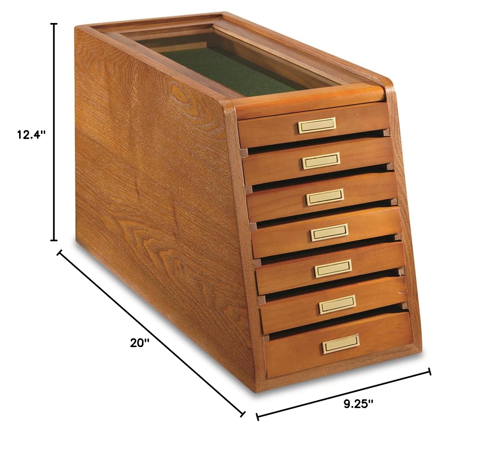 CASTLECREEK 7-Drawer Wooden Collector's Cabinet Display Case - Oak Storage Organizer for Collectibles, Coins, Jewelry & Memorabilia - Perfect for Home, Office or Museum Display