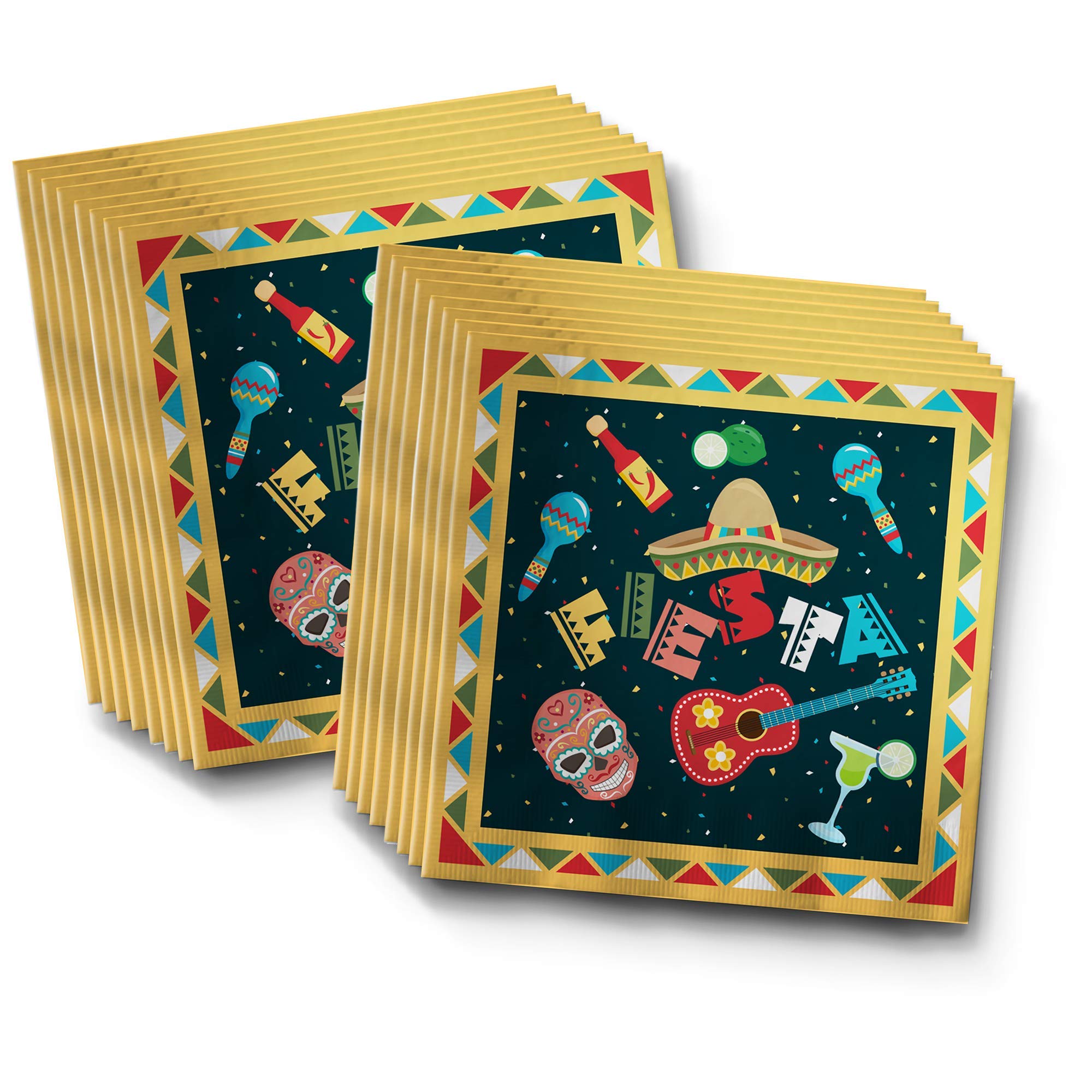 Mexican Fiesta Party Supplies - 16-Piece Taco Plate Set with Napkins & Cups | Taco Themed Dinnerware for Cinco de Mayo, Birthday Parties & Family Gatherings